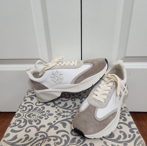 Tory Burch Good Luck Trainer Suede Sneakers Size 8.5 - Picture 2 of 5
